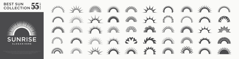 Sun logotype collection. Isolated abstract round shape logo icon set. Modern, simple flat vector illustration.