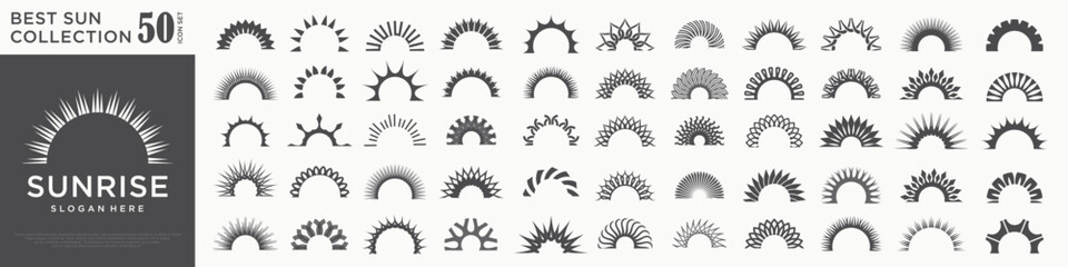 Sun logotype collection. Isolated abstract round shape logo icon set. Modern, simple flat vector illustration.