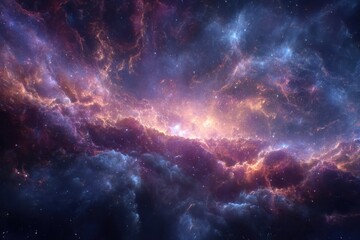 Stunning view of a vibrant cosmic nebula glowing brightly in the night sky full of swirling colors and stellar formations