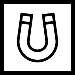 Magnet vector icon magnetic horseshoe symbol collection in group, electromagnet attraction force energy U shape silhouette bundle illustration