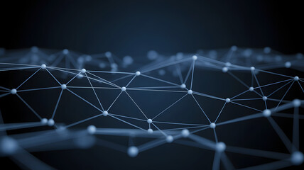 Abstract network of glowing nodes and connecting lines creating a futuristic digital web on a dark background