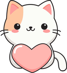 Cute Kawaii Orange Cat Vector Illustration