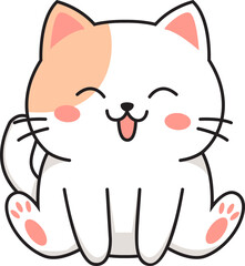 Cute Kawaii Orange Cat Vector Illustration