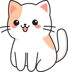 Cute Orange Cat sitting Vector Illustration