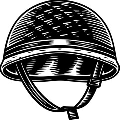 Vector art of a vintage military helmet illustration represents protection and service in the armed forces