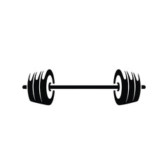 Barbell silhouette for weightlifting and fitness isolated on white background