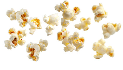 Realistic Floating Popcorn Isolated on transparent Background

