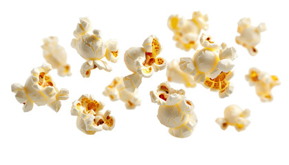 Realistic Floating Popcorn Isolated on transparent Background

