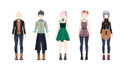 Obraz premium Explore diverse fashion styles and outfit ideas for virtual avatars and character designs online today