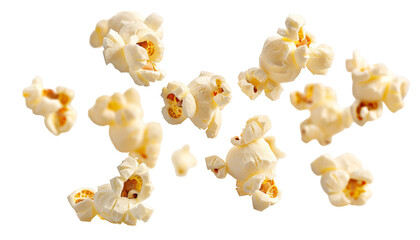 Realistic Floating Popcorn Isolated on transparent Background

