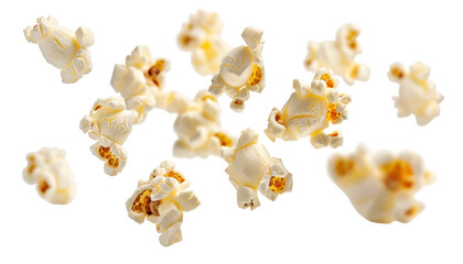 Realistic Floating Popcorn Isolated on transparent Background

