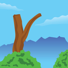 vector illustration of mountain landscape with forest