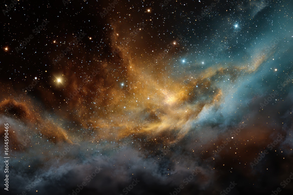 Poster vibrant cosmic nebula fills the space with a stunning array of stars and colors in a mesmerizing vie