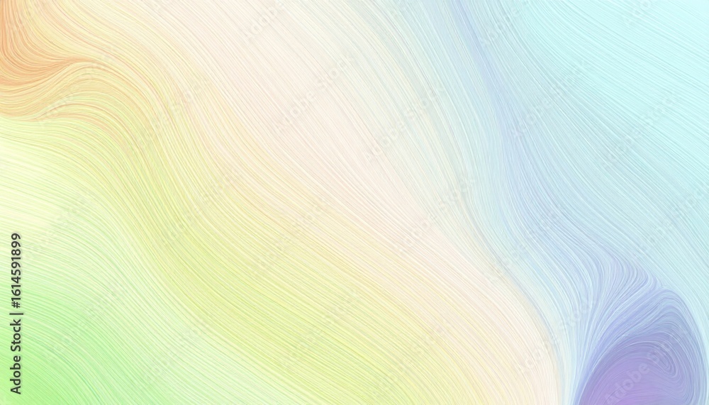 Poster an abstract art illustration featuring a vibrant rainbow of geometric circles, waves, and lines crea