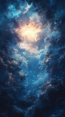 Sky Gazing at Night with Stars and Clouds