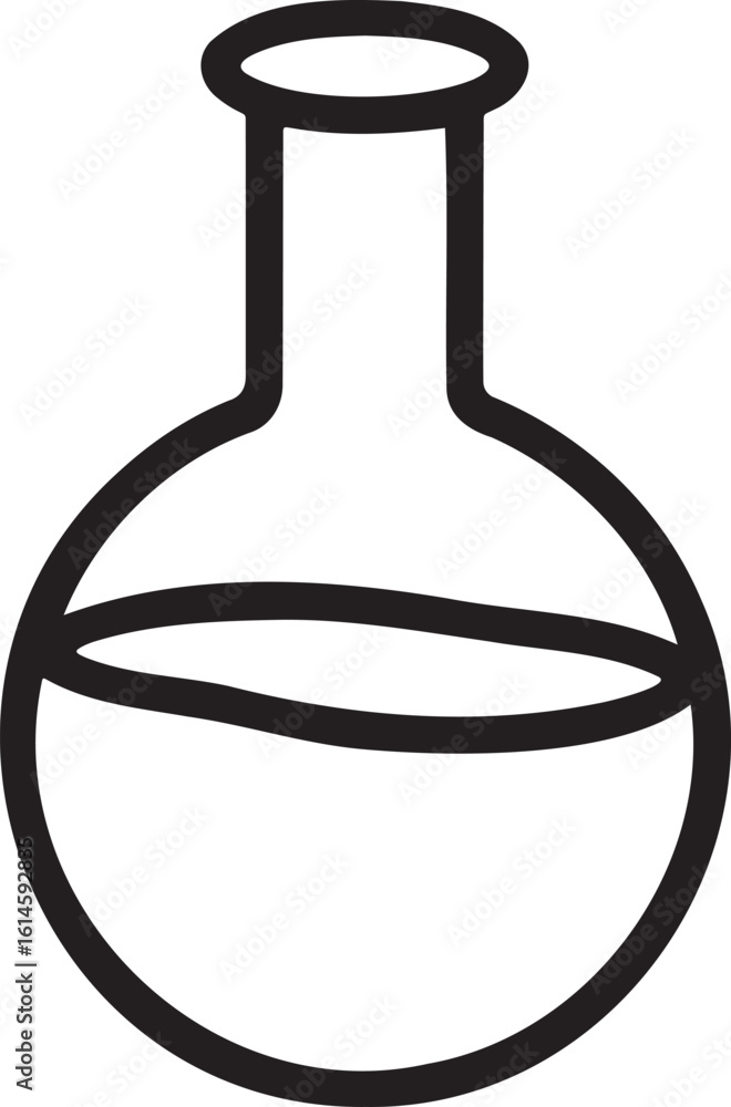 Poster lab flask outline vector illustration isolated on transparent background