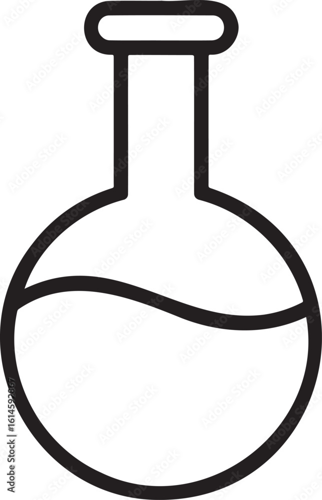 Poster lab flask outline vector illustration isolated on transparent background