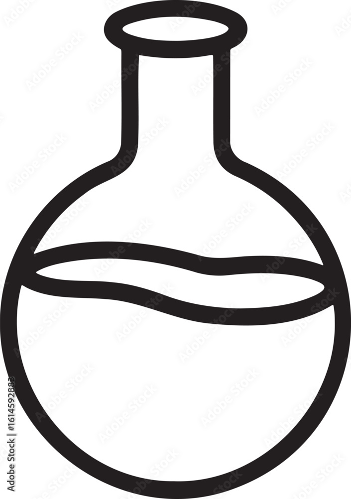 Poster lab flask outline vector illustration isolated on transparent background