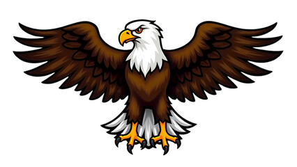 Obraz premium Majestic bald eagle in flight, a symbol of freedom, with wings spread against the sky