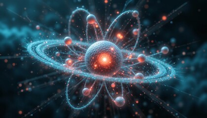 Obraz premium Silicon Atomic Structure in Quantum Mechanical State 