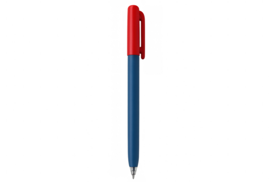 Blue and red pen standing on transparent background