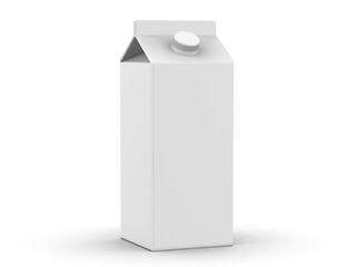 Blank white carton box packaging template for milk, juice and other beverages, 3d illustratio