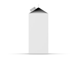 Blank white carton box packaging template for milk, juice and other beverages, 3d illustratio