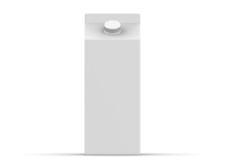 Blank white carton box packaging template for milk, juice and other beverages, 3d illustratio