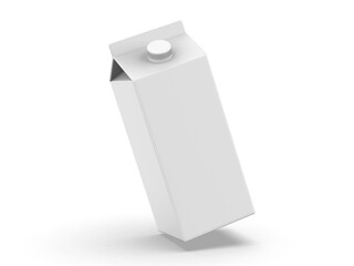 Blank white carton box packaging template for milk, juice and other beverages, 3d illustratio