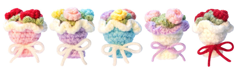 bouquet crochet on transparent background