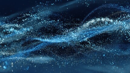 Dynamic Swirl of Luminous Blue Particles, Representing Energy Flow and Digital Connectivity, Ideal for Technology and Science Visuals