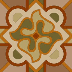 Italian ceramic tile pattern. Mediterranean porcelain pottery. Ethnic folk ornament.