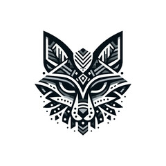Fototapeta premium Flat tribal fox head mask with angular fur detail