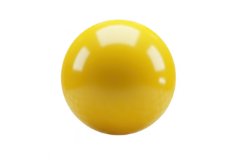 A bright yellow glossy sphere isolated on a transparent background