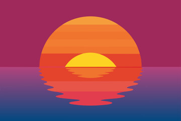 Sunset Reflection on Water with Orange and Pink Gradient