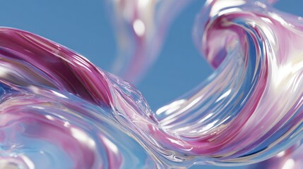 3D Render of a Glossy Swirling Form with Translucent Layers, Reflecting Light and Color, Creating a Dynamic and Modern Aesthetic for Creative Projects and Visualizations
