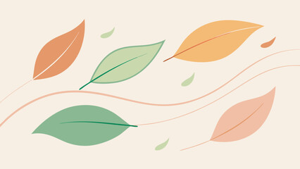 Floating Leaves and Breeze Lines on Pastel