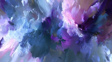 Dreamy Flowing Petals in Shades of Blue, Purple, and Pink