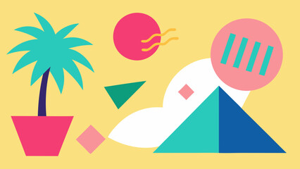 Modern Memphis Shapes with Tropical Summer Palette