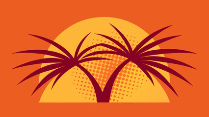 Palm Fronds with Halftone Gradient for Summer Design