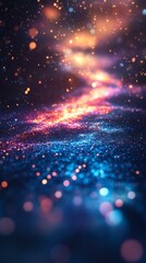 Abstract Glittering Pathway with Bokeh Lights and Sparkling Particles