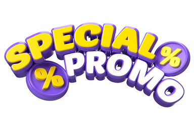 Special Promo 3D Rendered Text Graphic for Marketing and Advertising with percentage