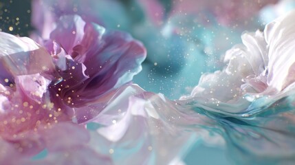 Dreamy Close up of a Delicate Floral Arrangement with Soft Petals and Sparkling Accents, Evoking a Sense of Serenity and Elegance, Perfect for Artistic Projects