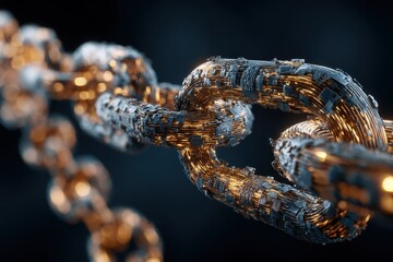 Exploring the intricate connections and layers of blockchain technology through a detailed visualization of digital chains