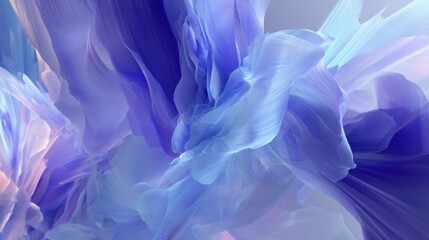 Ethereal 3D Render of Flowing, Translucent Forms with Delicate Lines and Soft Blue Tones, Evoking a Sense of Calm and Serenity for Digital Art and Backgrounds