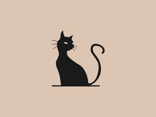 A solid black silhouette of a sitting cat