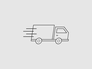 A simple outline drawing of a delivery truck in a side profile view