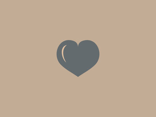 A solid dark gray heart icon with a subtle curved highlight on its left side