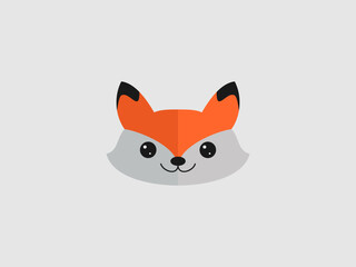 A cute and simple cartoon illustration of a fox face