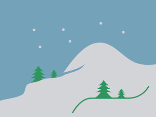 A stylized illustration of a winter landscape featuring white